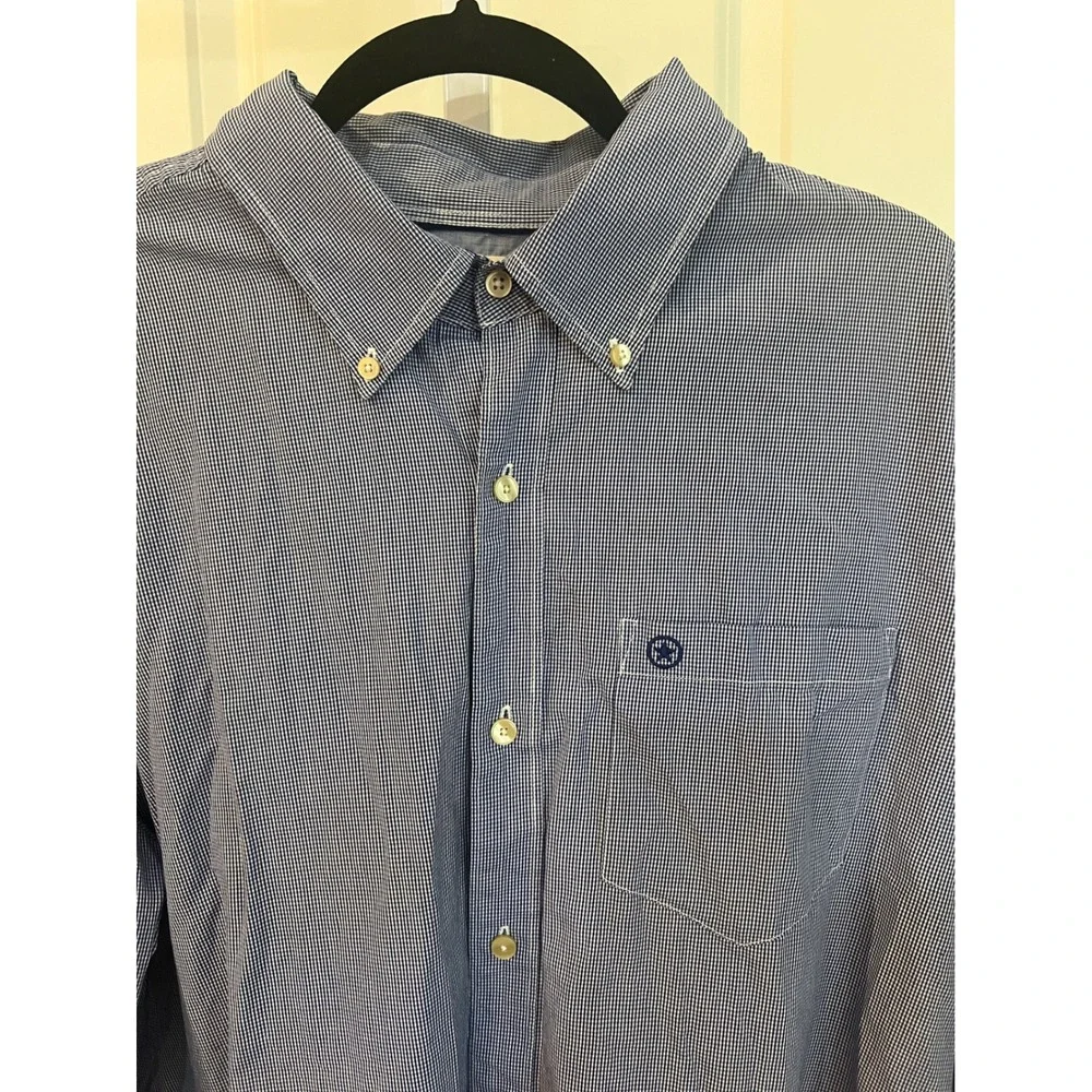 Converse One Star Mens XXL Blue Gingham Button Down Long Sleeve Shirt - Picture 2 of 8